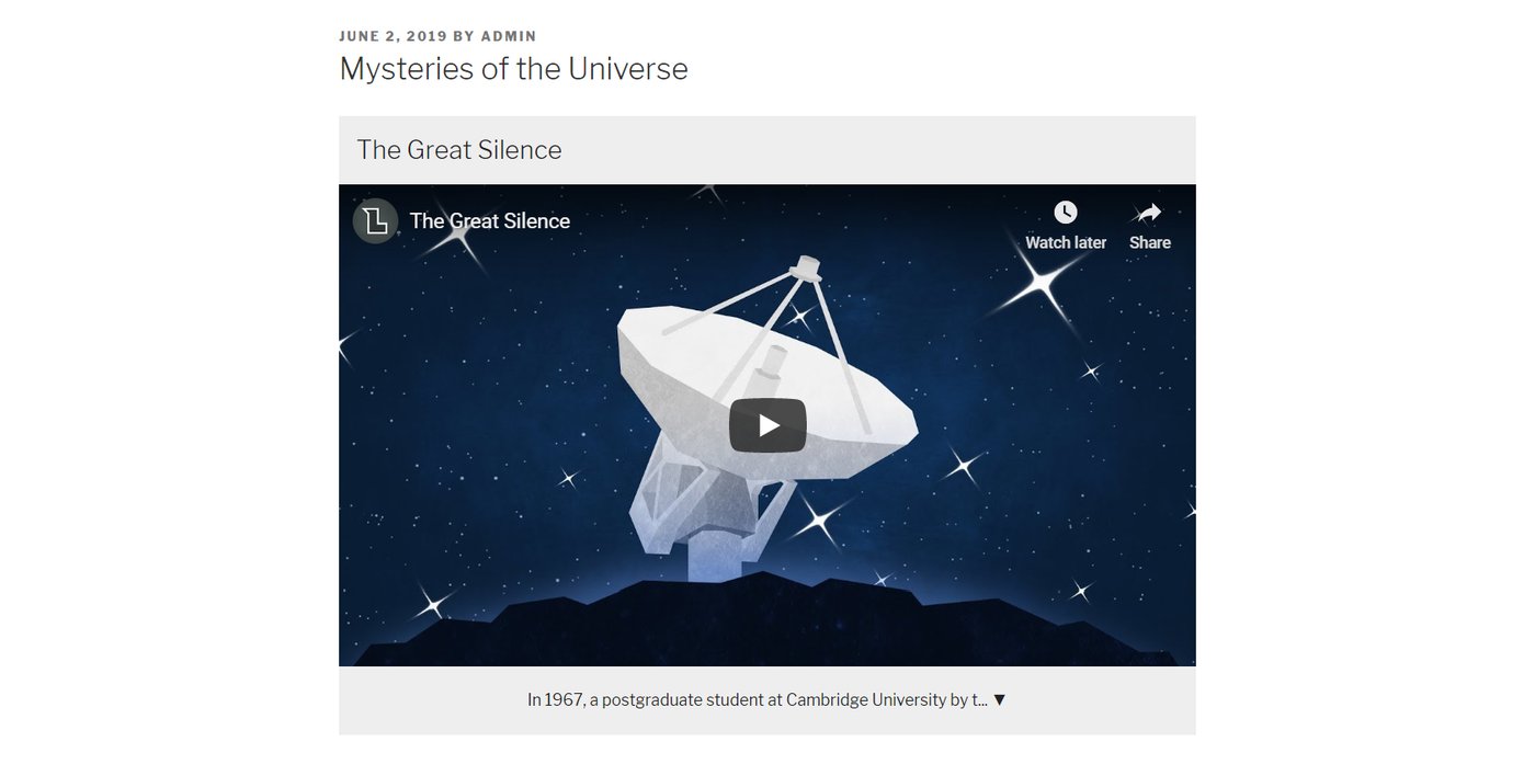Front-end rendering of a VidSEO block with embedded video and transcript excerpt